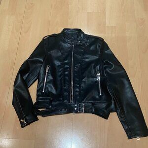Women's Black Vegan Biker Jacket